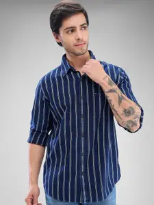 SPYKAR Men Slim Fit Opaque Striped Spread Collar Casual Shirt