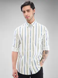 SPYKAR Men Slim Fit Opaque Striped Spread Collar Casual Shirt