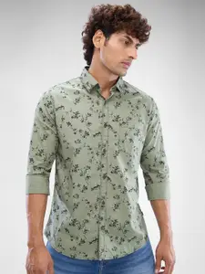 SPYKAR Men Abstract Printed Spread Collar Slim Fit Casual Shirt