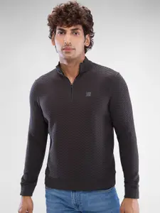 SPYKAR Men Solid Mock Collar Sweatshirt