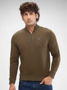 SPYKAR Men Solid Mock Collar Hooded Sweatshirt