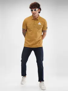 SPYKAR Men Typography Printed Polo Collar Slim Fit T-shirt