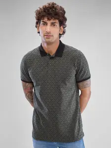 SPYKAR Men Geometric Printed Polo Collar Slim Fit T-shirt