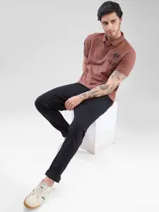 SPYKAR Men Typography Printed Polo Collar Slim Fit T-shirt