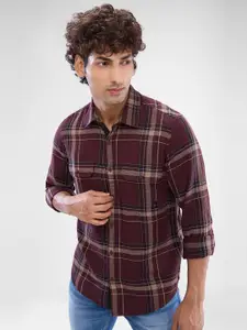 SPYKAR Men Slim Fit Tartan Checks Opaque Checked Casual Shirt