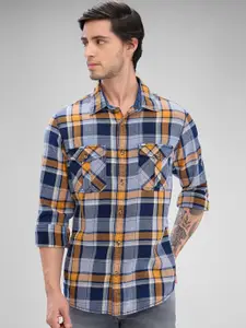 SPYKAR Men Tartan Checks Pocket Detailing Slim Fit Casual Shirt