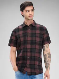 SPYKAR Men Tartan Checks Spread Collar Slim Fit Casual Shirt
