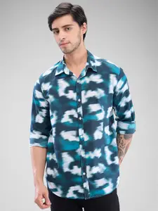 SPYKAR Men Slim Fit Opaque Abstract Printed Spread Collar Casual Shirt