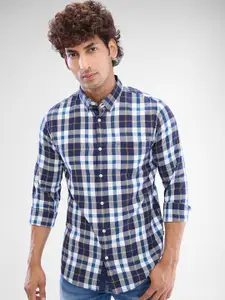 SPYKAR Men Tartan Checks Spread Collar Slim Fit Casual Shirt