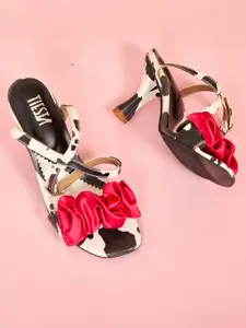 TIESTA Printed Open Toe Block Heels