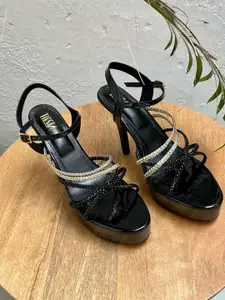 TIESTA Embellished Open Toe Stiletto Heels