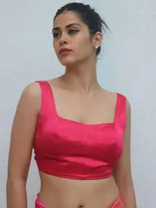 Chidiyaa Square Neck Sleeveless Silk  Saree Blouse