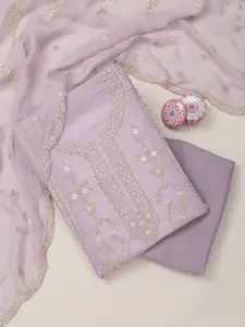 Koskii Floral Embroidered Zari Unstitched Dress Material