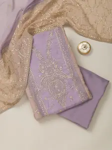 Koskii Ethnic Motifs Embroidered  Tissue Unstitched Dress Material