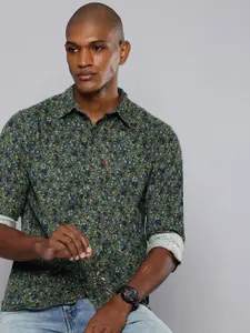 Levis Pure Cotton Slim Fit Corduroy Opaque Floral Printed Casual Shirt