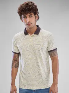 SPYKAR Men Floral Printed Polo Collar Tropical Slim Fit T-shirt