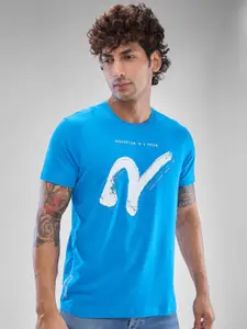 SPYKAR Men Typography Printed Slim Fit Round Neck T-shirt