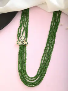 Silvermerc Designs Brass Gold-Plated 5 Layer Crystal Necklace