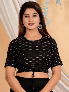 YASH GALLERY Ikat Printed Cotton Saree Blouse