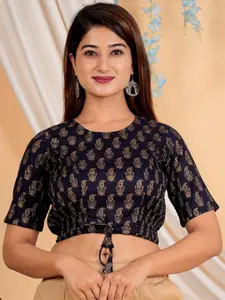 YASH GALLERY Ethnic Motifs Printed Cotton Saree Blouse