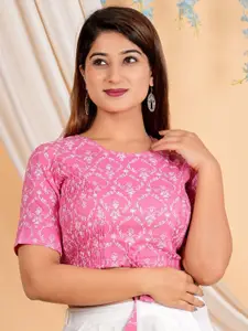 YASH GALLERY Ethnic Motifs Printed Cotton Saree Blouse