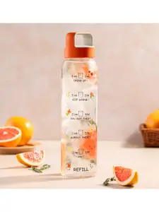 BOROSIL Neo Motivational Orange & Transparent Single Glass Printed Water Bottle 1 L