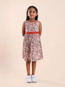 Sangria Girls Printed Round Neck Fit & Flared Dresses