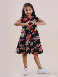 Sangria Girls Floral Printed Pure Cotton Flared Dresses
