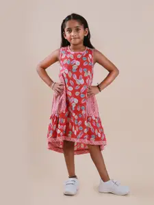 Sangria Girls Tropical Printed Pure Cotton A-Line Dress