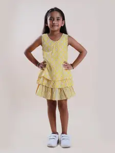 Sangria Girls Floral Printed Pure Cotton Printed A-Line Dress