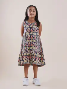 Sangria Girls Tropical Printed Pure Cotton A-Line Dress
