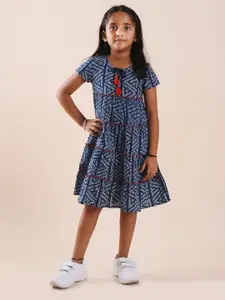 Sangria Printed Pure Cotton Fit & Flare Dress