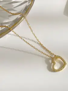 Goho Stone Studded Heart Shaped Necklace