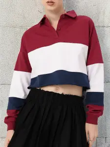DressBerry Colorblocked Boxy Crop Sweatshirts