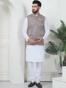 SOJANYA Embroidered Regular Thread Work Pure Cotton Straight Kurta with Churidar