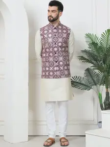 SOJANYA Striped Regular Thread Work Straight Kurta with Churidar