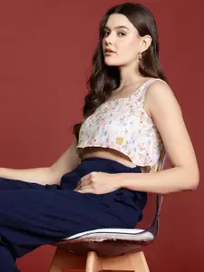 all about you Shoulder Straps Floral Print Crop Top