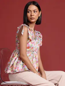 all about you Tie-Up Straps Floral Print Top