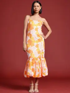 all about you Floral Print Drop-Waist Midi Dress