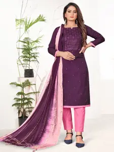 KIMISHA Floral Embroidered Sequinned Unstitched Dress Material