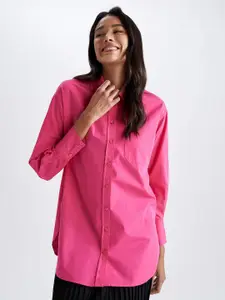 Fab Star Women Comfort Solid Oversized Pocket Casual Shirt