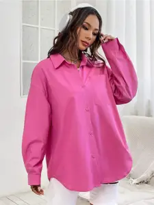 Fab Star Women Comfort Solid Oversized Pocket Casual Shirt