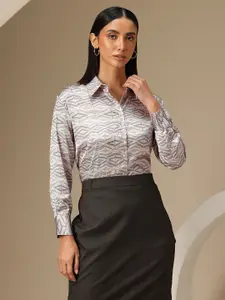 Chemistry Satin Finish Printed Formal Shirt