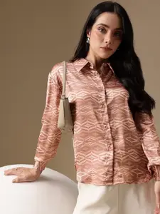 Chemistry Abstract Printed Drop Shoulder Sleeves Casual Shirt