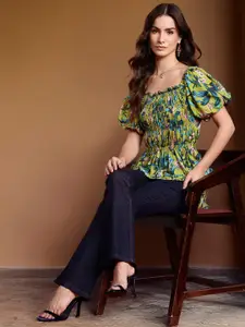 all about you Floral Print Smocked Top