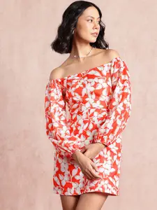 all about you Floral Print Puff Sleeve Sheath Mini Dress