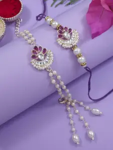 I Jewels Set Of 2 Bhaiya Bhabhi Lumba Rakhi Bracelet Set