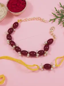 I Jewels Set Of 2 Pearl Bhaiya Bhabhi Lumba Rakhi Bracelet