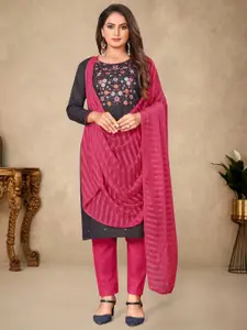 KIMISHA Floral Embroidered Unstitched Dress Material