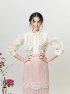 Archana Rao Women Original Floral Semi Sheer Formal Shirt